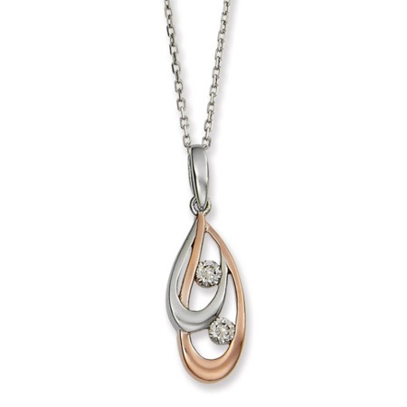 Double Teardrop w/Rose gold and Silver and CZs - Click Image to Close